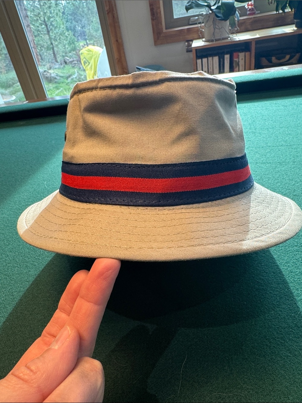Stetson Fairway Bucket Hat Khaki Red Navy Stripe Outdoor Golf Men’s Size L